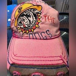 True Religion pink embroidered “order of the devil dogs” trucker hat